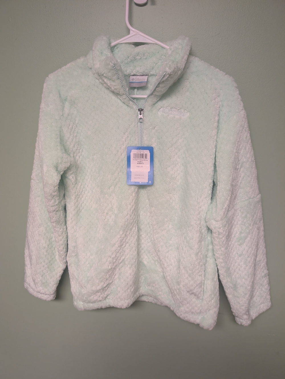 Columbia Girls' Mint Green Plush Half-Zip Puffer Jacket